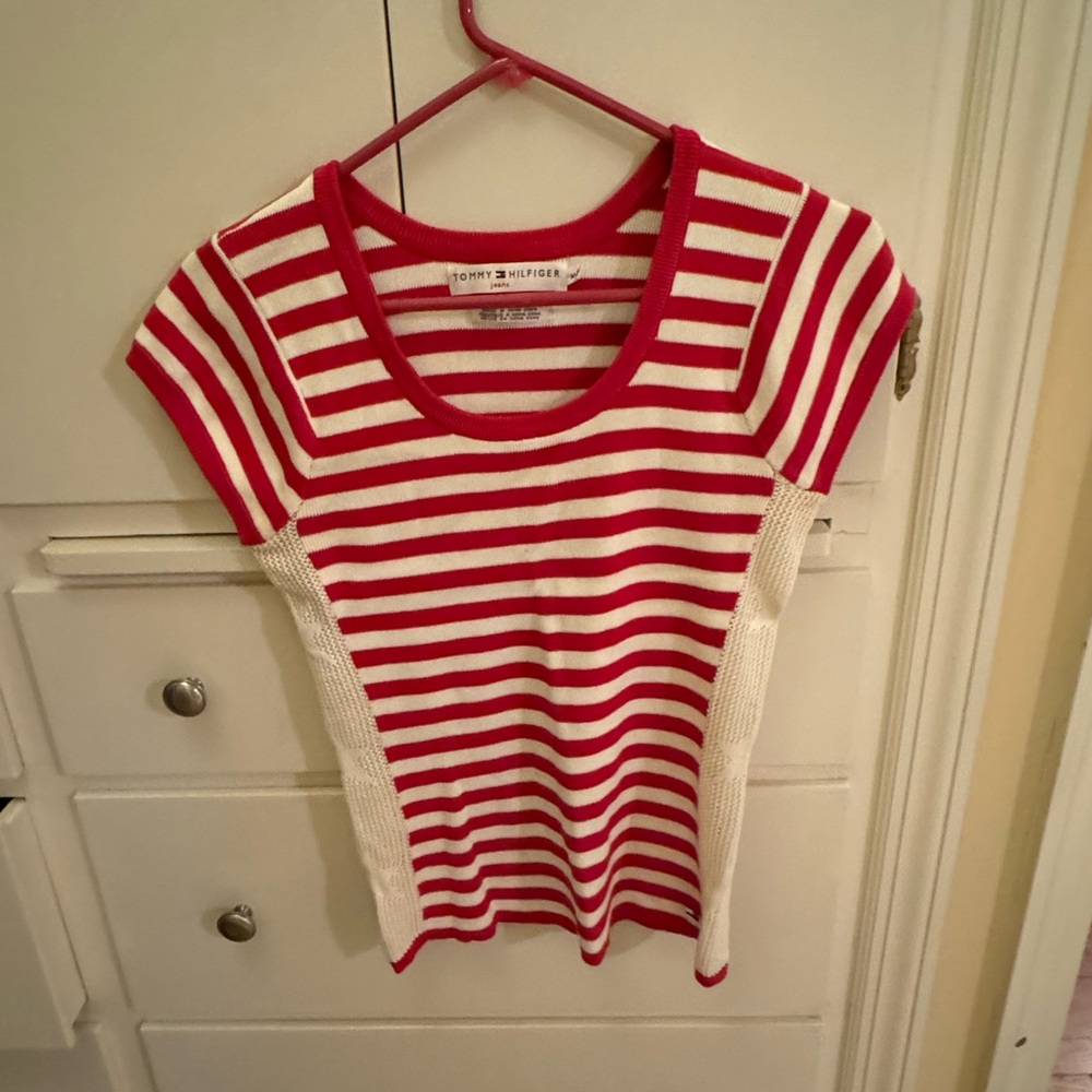 Tommy Hilfiger Red and White Striped Tee